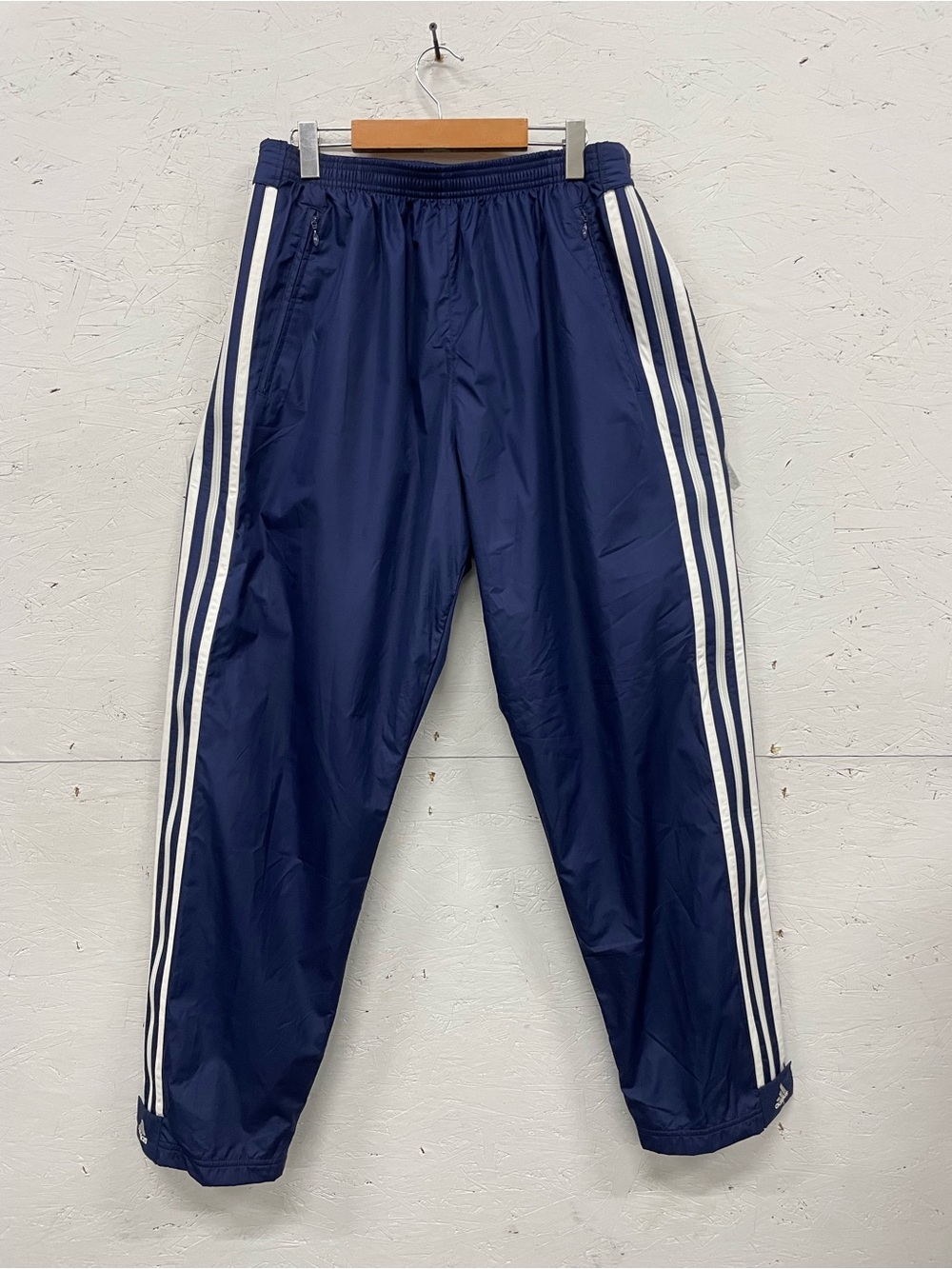 Vintage 90s Adidas Flag Tag Navy Blue Windbreaker Track Pants XL Breakaway, EUC